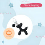 balloon dog sculpture design keyring keychain black